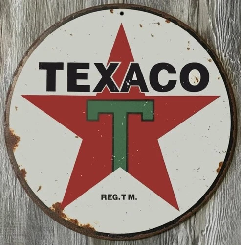 Texaco 8" Diameter Vintage Novelty Metal Sign Made In USA New!