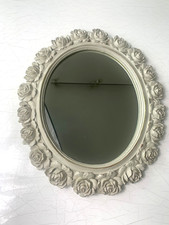 Shabby chic, country cottage oval wall mirror with rises