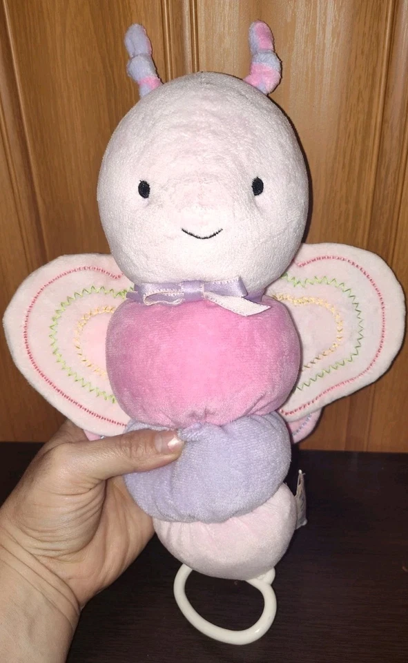 Carters Rosa Púrpura Mariposa Cuna Tirador Juguete Música Luces Niño de la Mía Arruga B Foto 3 de 4