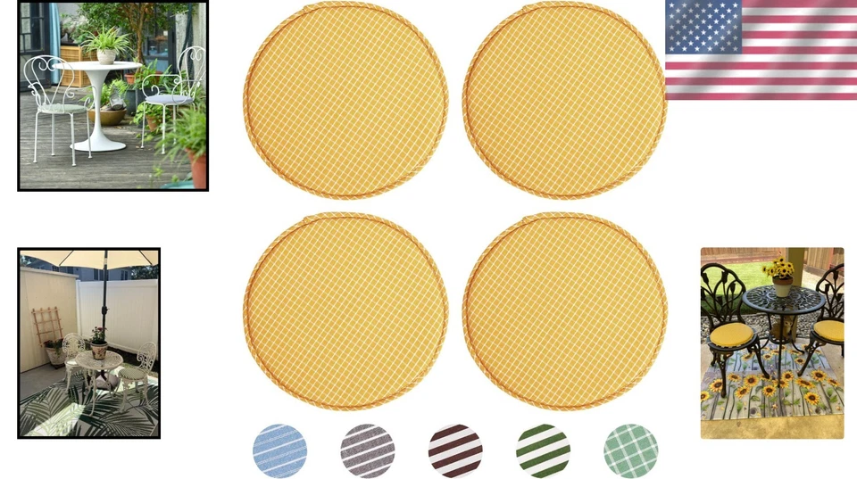 Kitchen Dining Chair Pads Set - Yellow Grim - Image 2 of 4