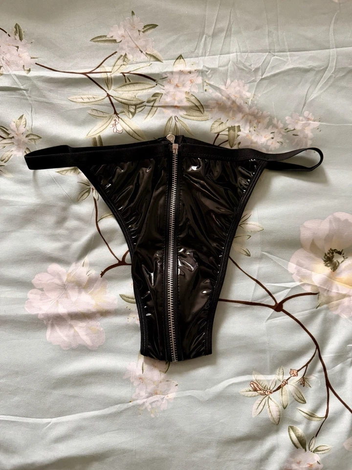 Sexy Bragas Negras Brillantes Descaradas, Talla L/XL Foto 3 de 3