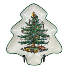SPODE Tree Shaped Dish, 7”Candy/ Relish/ Cookies Made In England VTG