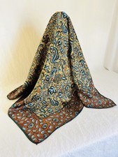 Vintage Silk Scarf with Fall Leaves and Autumn Colors by Acute