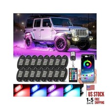16 Pods RGB LED Rock Lights with Extension Wires, Waterproof RGB 16 Pods