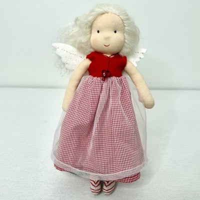 Kathe Kruse Plush Doll Blonde Wool Soft Body Red Dress Fairy Waldorf 11 