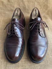 PRADA Mens Dark Brown Leather Cap Toe Derby Shoes Size UK 7 || US 8