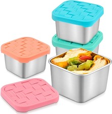 4PC 6oz Stainless Steel Snack Containers for Kids, BPA-Free Metal Toddler Snack