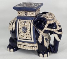 Vintage Ceramic Glazed Elephant Plant Table Stand