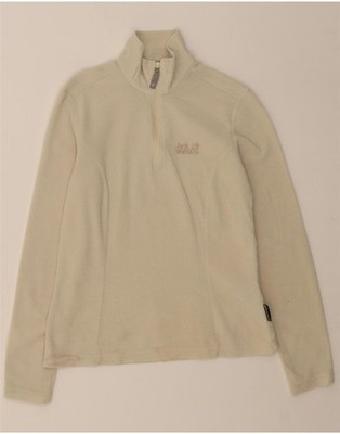 Jack Wolfskin Damen-Fleecepullover mit Reißverschluss am Ausschnitt UK 10 Small cremeweiß AE05