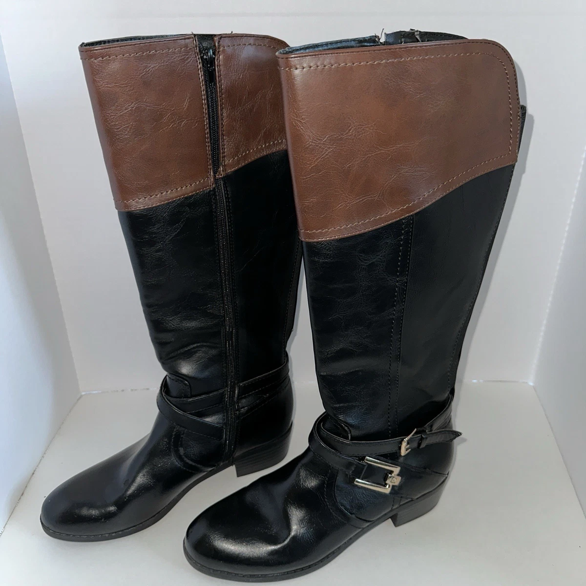 Liz Claiborne Tall Riding Boots in Dark Brown - Classic Zip & Buckle Liz Claiborne Women main image 3