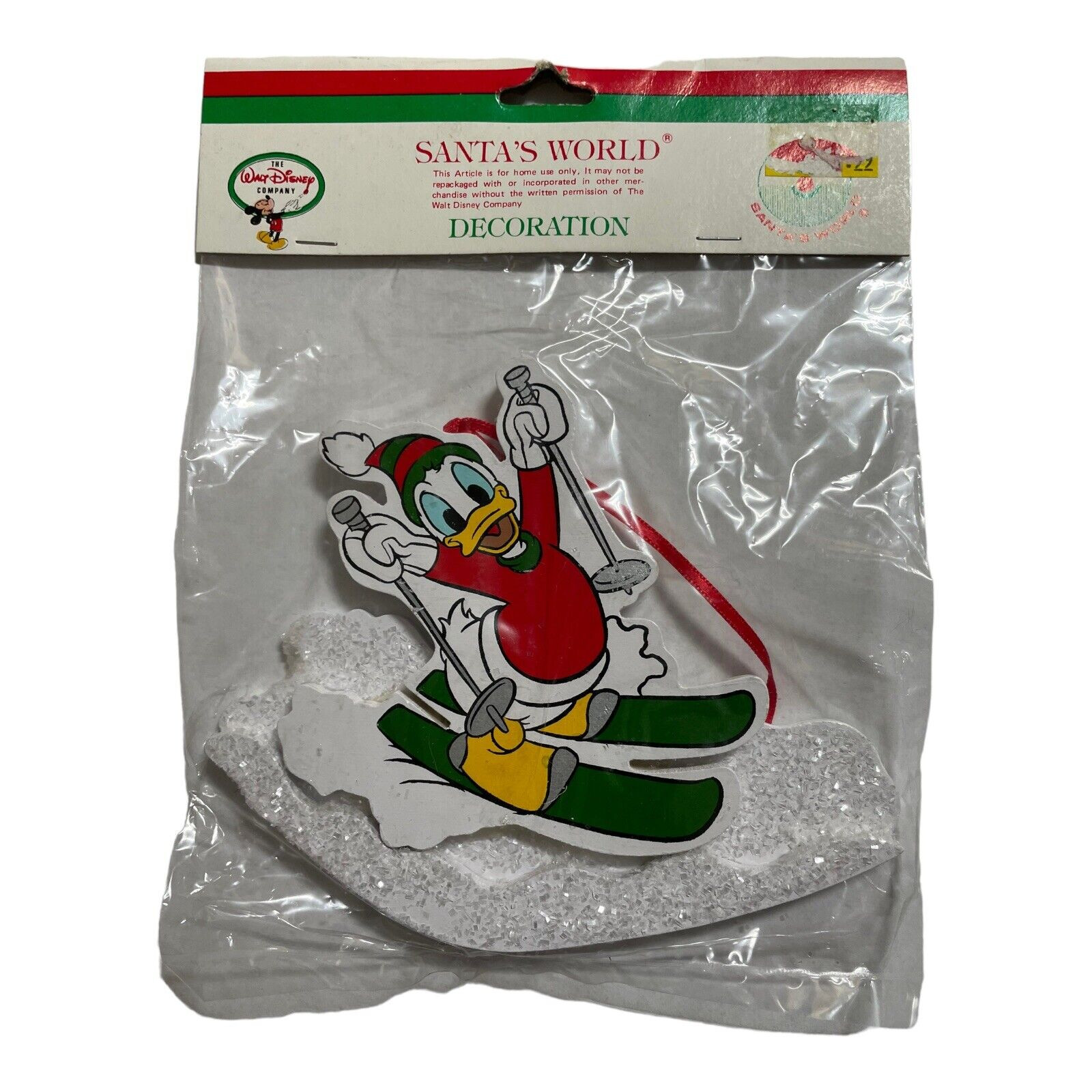 Disney Kurt Adler Santa's World Donald Duck Skis Ornament