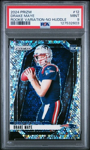 2024 Panini Prizm Rookie Variation No Huddle Prizm #12 Drake Maye PSA 9 Mint!