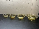 4 Federal Amber Depression era Mixing Bowl Set, 7" 8" 9" 10" Ribbed Rolled Edge
