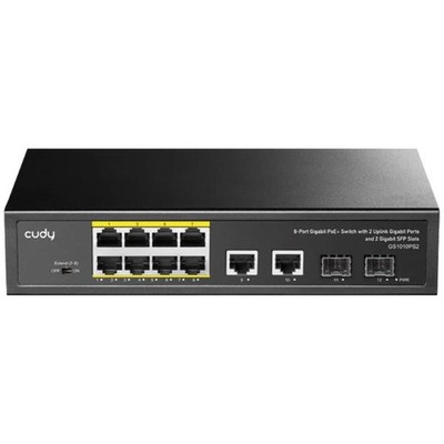 CUDY GS1010PS2 SWITCH 8 PORT GIGABIT POE+ 2 GIGABIT UPLINK PT 2 GIGABIT SFP SLO