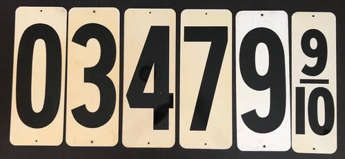 6 Vintage Metal Gas Station Numbers Double Sided  16” Tall 6” Wide