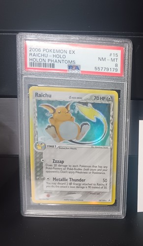 2006 POKEMON EX HOLON PHANTOMS RAICHU #15/110 RARE HOLO FOIL PSA 8
