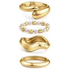 MOZAKA 4PCS Chunky Gold Bangle Bracelets for Women