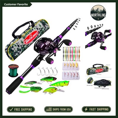 Lightweight Carbon Fiber Baitcasting Combo - 6.9ft for All Fishing Types
