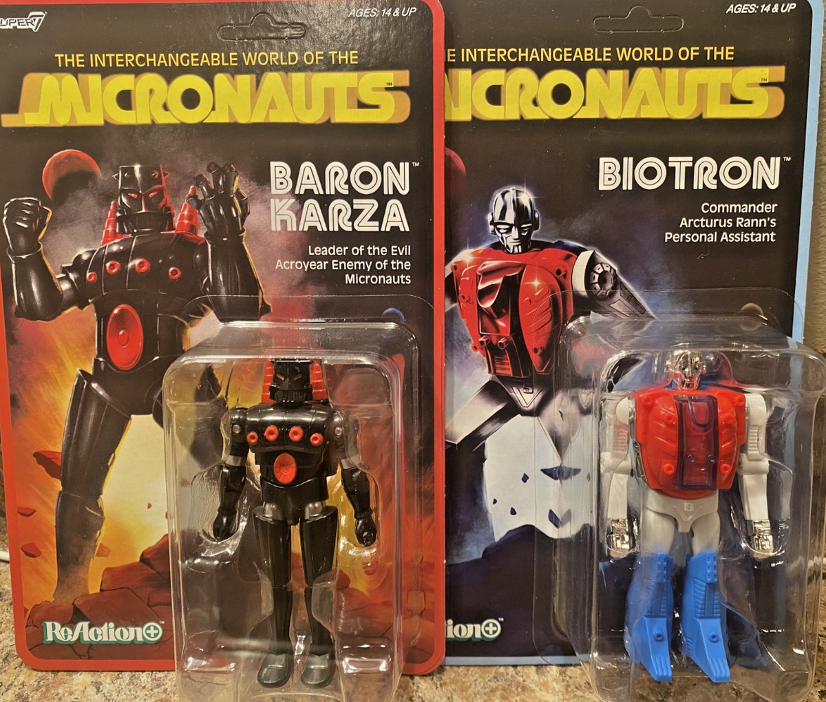 SUPER7 ReAction MICRONAUTS Wave 1 BARON KARZA & BIOTRON Brand New