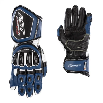 Leather Motorcycle Gloves RST Tractech Evo 4 Motorbike Gloves Race Spec Blue