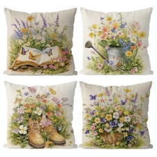 Spring Pillow Covers 18x18 Inch Set of 4 Spring Decor Flower Decor Flower