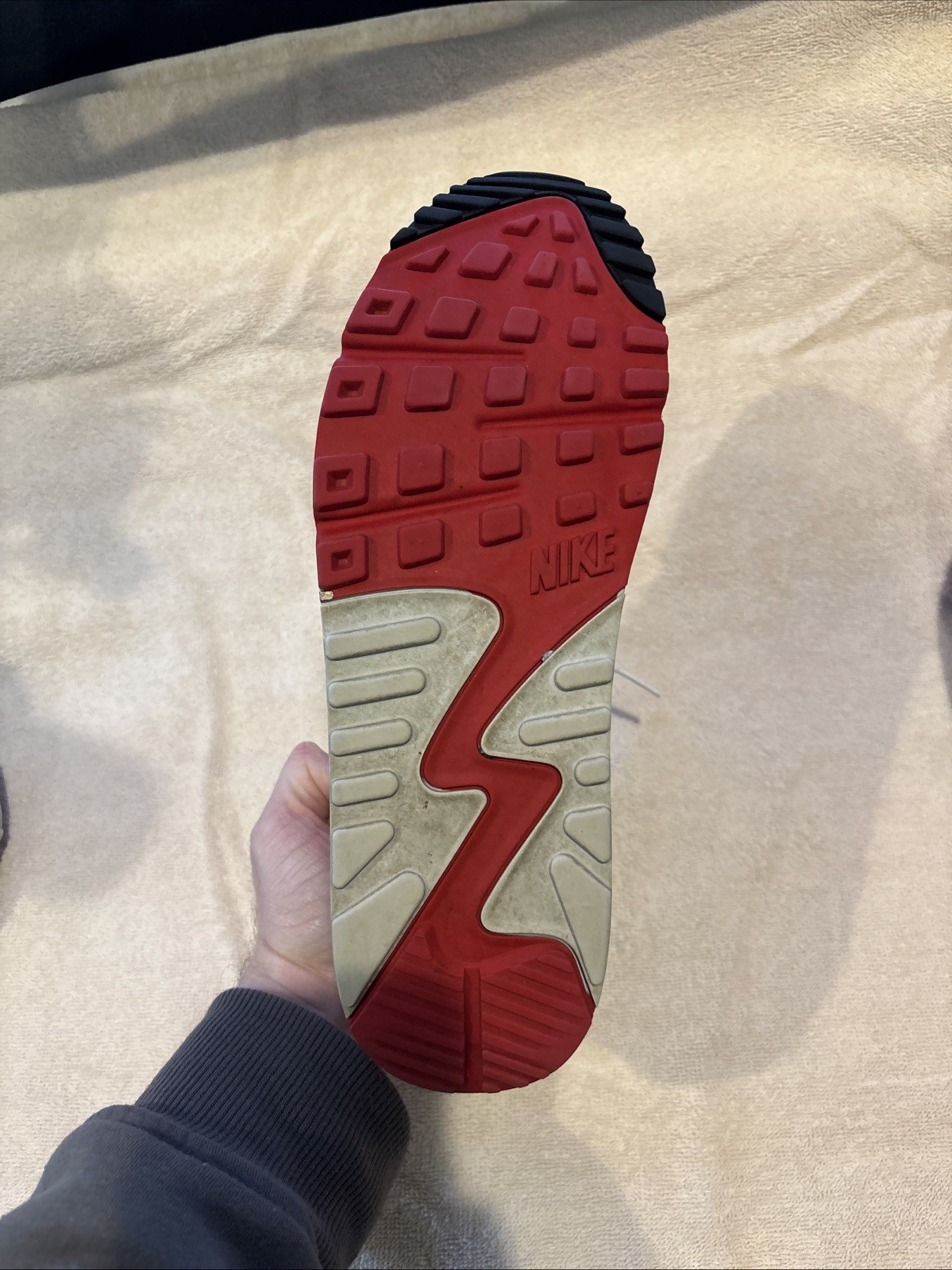 Nike Air Max 90/1 OG University Red White Grey Men’s Size 8.5 AJ7695-100 No Box thumbnail 8