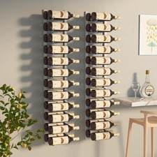 Wall Mounted Wine Rack for 24 Bottles 2 pcs White Iron Storage Organizer 40885