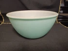 Vintage 1950s Hazel Atlas Kitchen Aids Mixing Bowl Glass Turquoise 8.25" x 4"