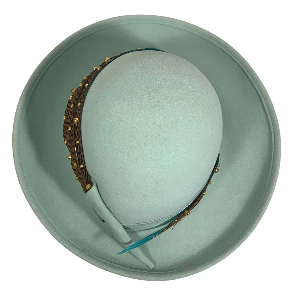 Bollman 'Excello' Lana Pura Mujer Bretón Sombrero Pluma Banda Espuma Verde Mr John Foto 4 de 4