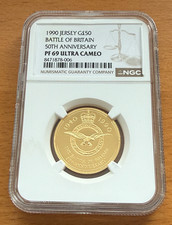 Jersey 1990 Gold 1/2 oz 50 Pounds NGC PF69UC Battle of Britain 50th Anniversary 4496.74 per troy oz