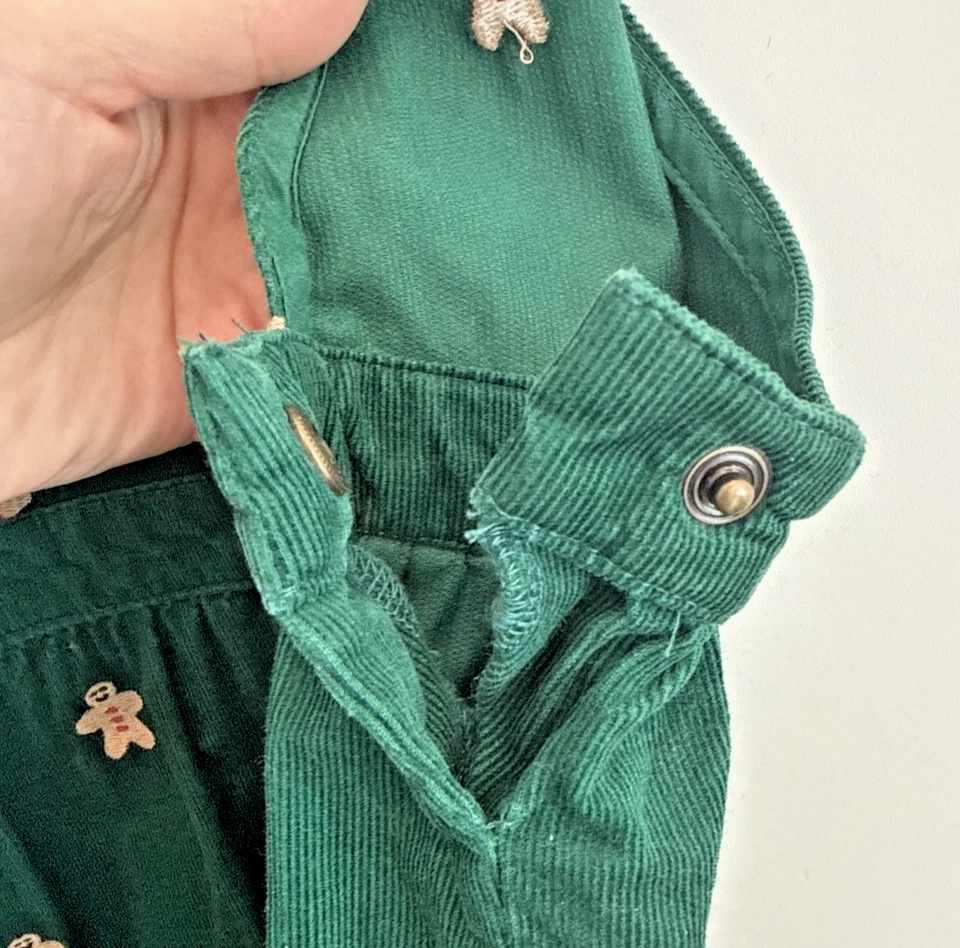 Vestido Jersey Gymboree Pan de Jengibre Niñas Talla 12 Verde Pana Vacaciones Navidad Foto 4 de 4