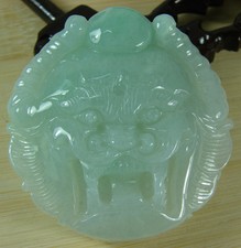 Certified Icy Green Natural Grade A Jade Jadeite Dragon Man Buckle Belt A-078-3