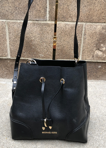 MICHAEL KORS Mercer Bucket Purse Women's Crossbody Bag Leather Drawstring Black - 第 1/13 張圖片
