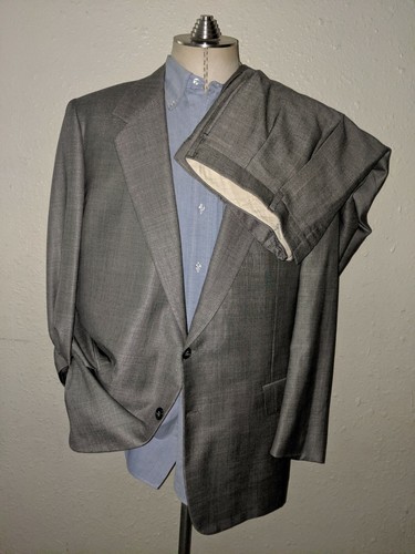Hickey Freeman Gray WOOL SILK 2 pc Suit 46L Jacket Blazer 2-vent Pants 40 x 29