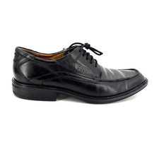 Mens 10-10.5 44 Ecco Windsor Black Leather Lace Up Derby Dress Shoes Shockpoint