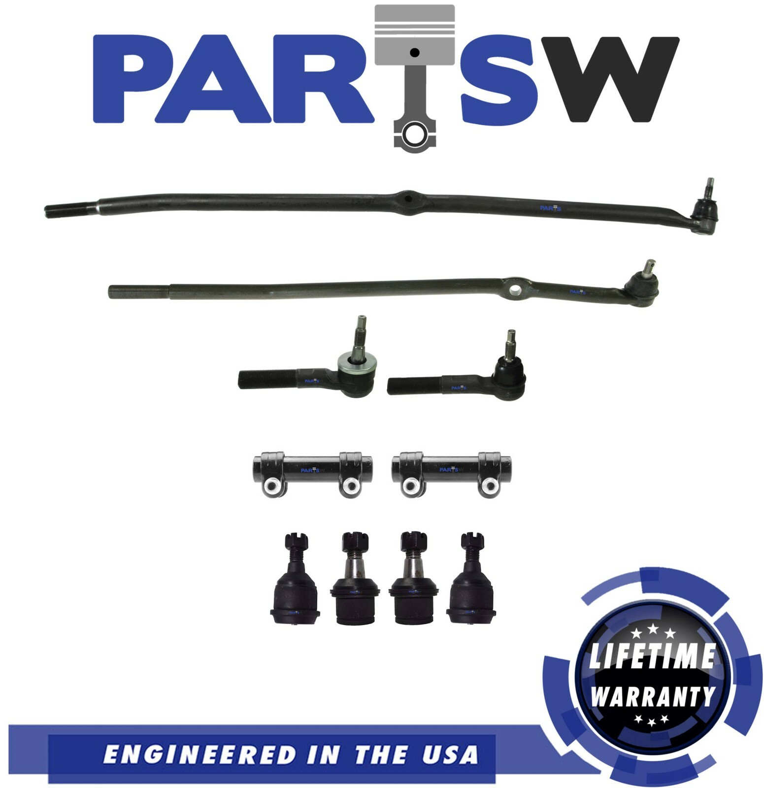 10 Pc Front Suspension Kit Tie Rods Ball Joint for 0308 Dodge Ram 2500