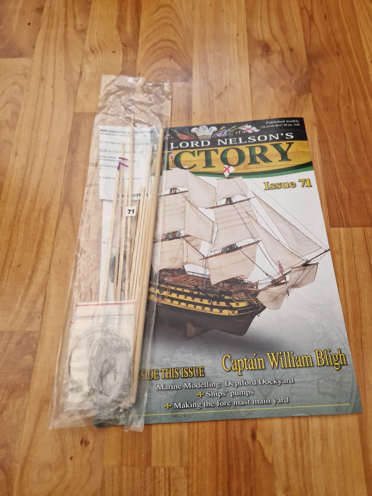 1/84 DEAGOSTINI BUILD LORD NELSON'S HMS VICTORY MODEL SHIP ISSUE 71 INC PART
