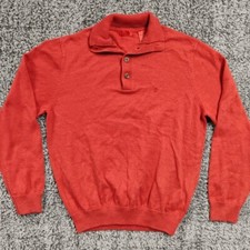 IZOD Men's Red Mock Neck 4 Button Collar Sweater Medium Breathable  Soft