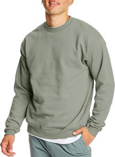 Men's Large Fleece Sweatshirt, Cotton-Blend Pullover Crewneck, Stonewashed Green