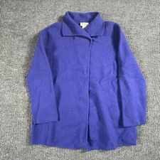 Field Manor Sweater Womens Medium Purple Wool Collared Snap Coat Comfort Retro