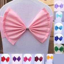 Banquet Chair Cover Decor Spandex Stretch Sashes Wedding Party Bow Buckle Band