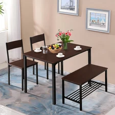 TITIMO 4 Piece Dining Table Set with Storage Bench, Kitchen Table Set for 4 a...