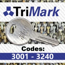 TriMark Lock Key for Camper RV Motorhome Cut to Code 3001 - 3240