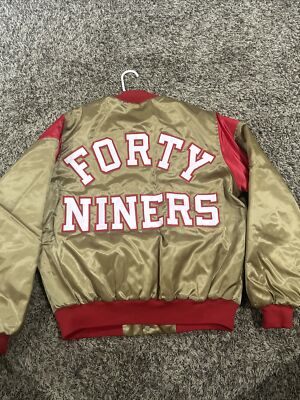 【状態良】Chalk Line NFL 49ers スタジャン USA made Vintage NFL Chalk Line San Francisco 49ers Satin Spell Out
