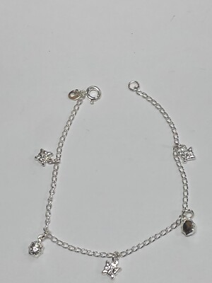 925 Sterling Silver Star Charm Bracelet 2.6 Grams