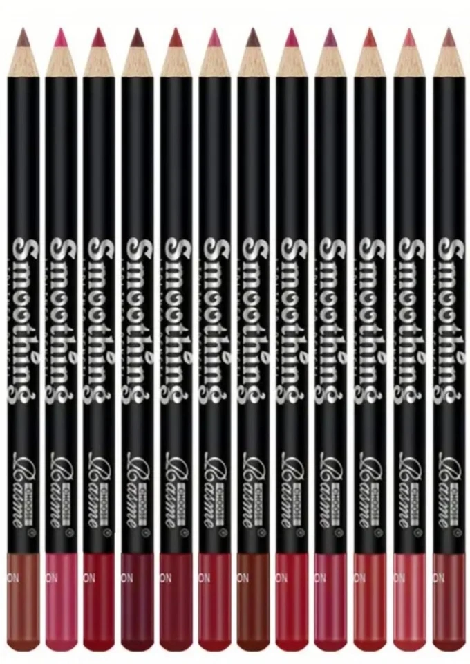 12pc Rasme Smooth Matte Lip Liner Set Assorted Shades