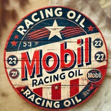 Mobile Gasoline Oil Aluminum Round Weatherproof Sign YOU CHOOSE