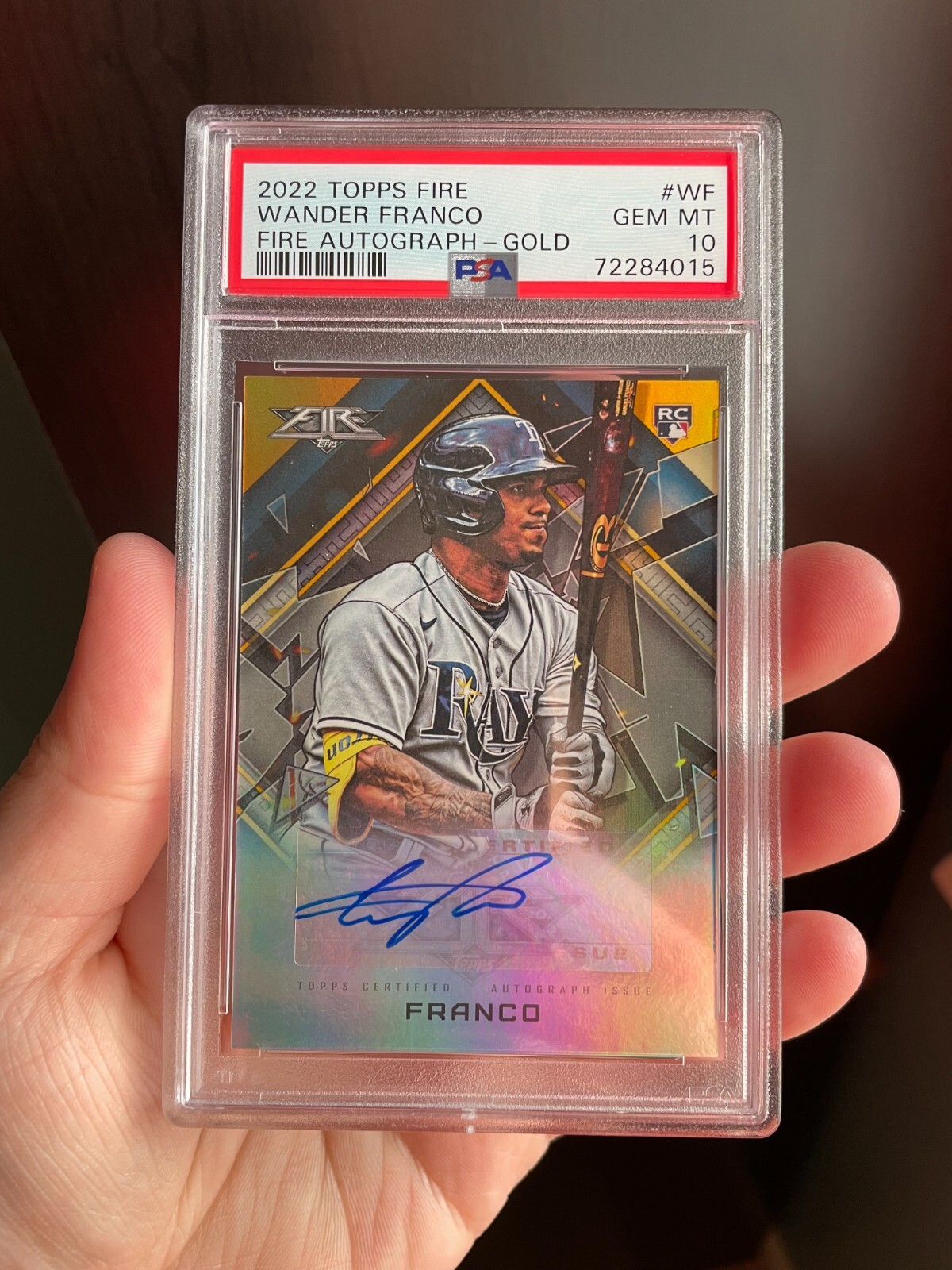 Wander Franco Rookie Auto Gold /10 - 2022 Topps Fire #FA-WF TB Rays - PSA 10 GM