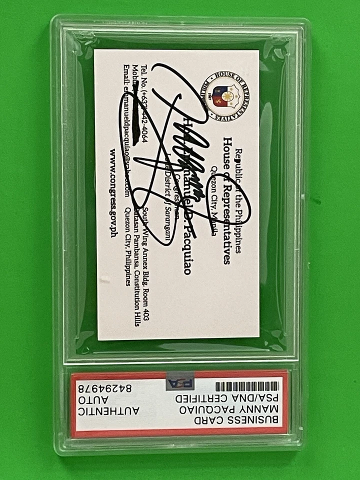 MANNY PACQUIAO AUTOGRAPHED BUSINESS CARD PSA AUTHENTIC!! - Image 2 of 3