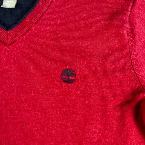 Timberland Pullover Herren XS Rot Wolle Strick V-Ausschnitt Freizeitpullover Pulli - Bild 3 von 10